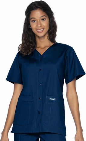 Landau Essentials Relaxed Fit 4-Pocket V-Neck Scrub Top for Women 8232