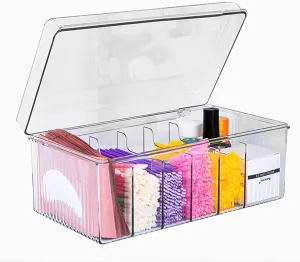 Lash Extension Organizer and Storage, Lash Cart Organizer for Lash Techs, Eyelash Extension Supplies Organizer Storage Box, Acrylic Lashes Supplies Container, Eyelash Beauty Organizer with Lid Clear