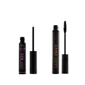 Lash Max Eyelash Growth Serum & Makeup Lash Envy Waterproof Mascara (3ml & 0.20 Oz) - Nourishing Serum for Thicker Lashes and Smudge-Resistant Mascara for Long, Soft, Defined Lashes