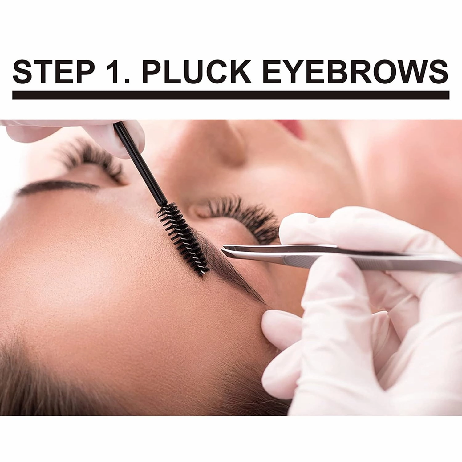 Lash Eyebrow Extensions Kit with 2 Trays of Mink False Eyebrows in Brown, Eyebrow Glue Clear & Extension Tweezers, Comes on Mixed Length Trays 5-8 mm (Brown 2-Pack, Black Tweezer)