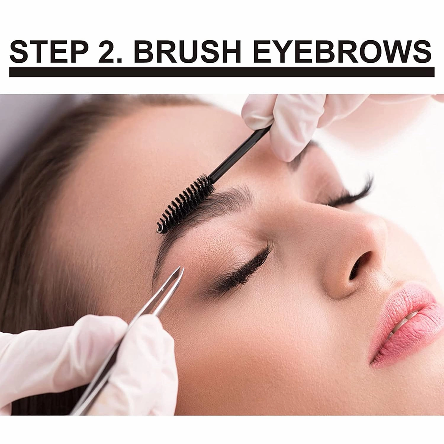 Lash Eyebrow Extensions Kit with 2 Trays of Mink False Eyebrows in Brown, Eyebrow Glue Clear & Extension Tweezers, Comes on Mixed Length Trays 5-8 mm (Brown 2-Pack, Black Tweezer)