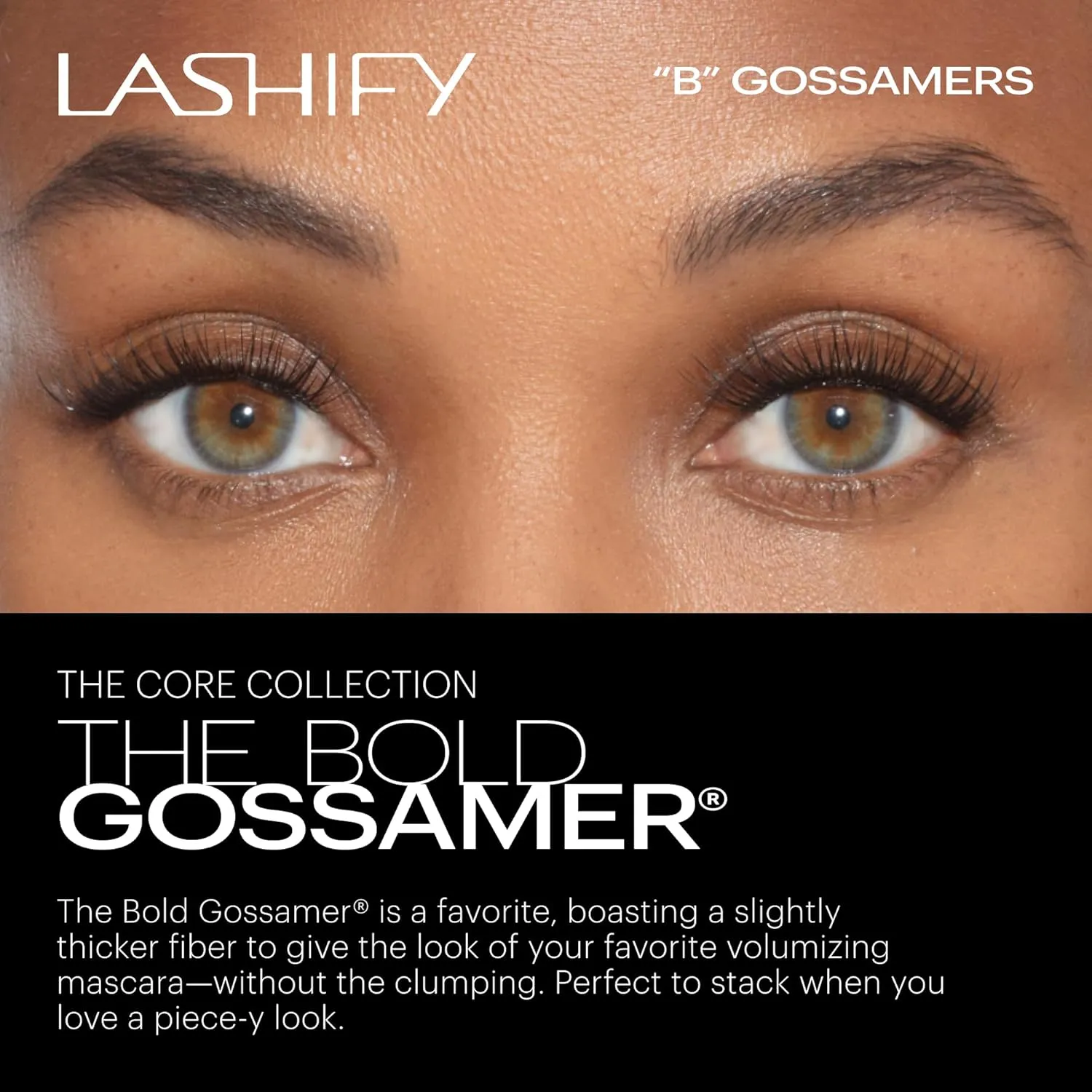 Lashify Bold 16mm Gossamer Eyelash Extensions Refill, Black, DIY False Lashes for a Natural Look