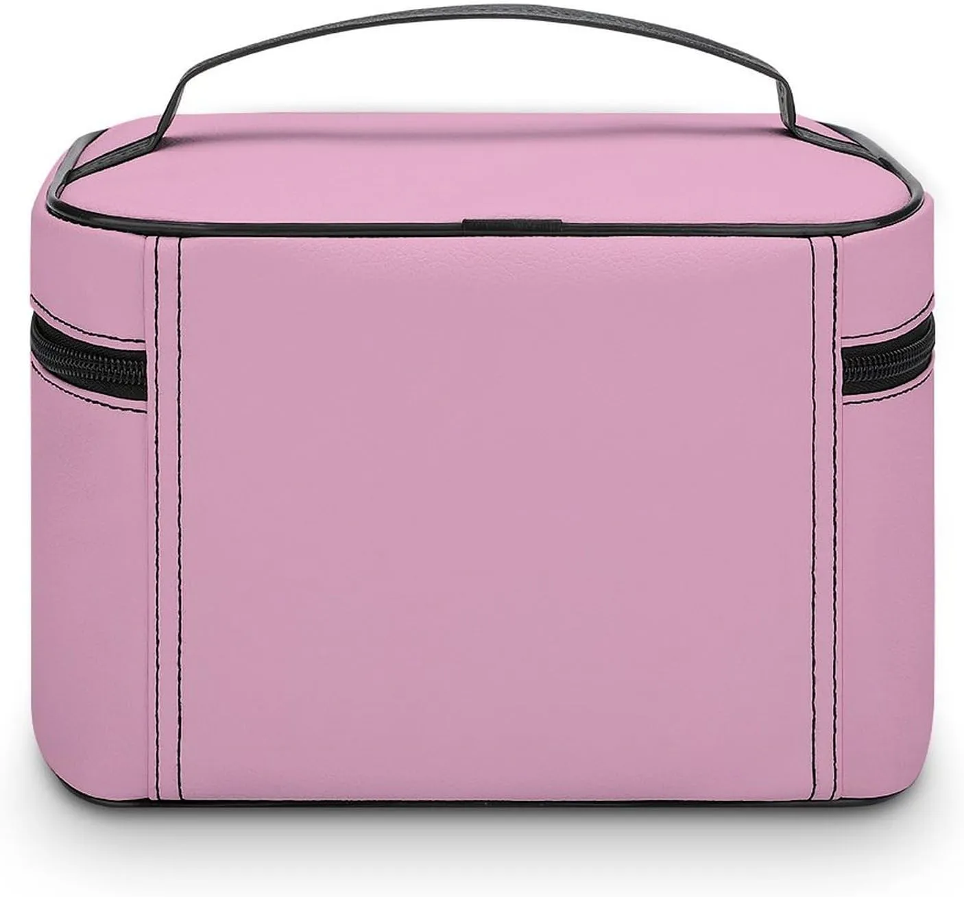 Leather Cosmetic Case, Light Pink Portable Makeup Bag Organizer Large Capacity Travel Toiletry Bag with Zipper
