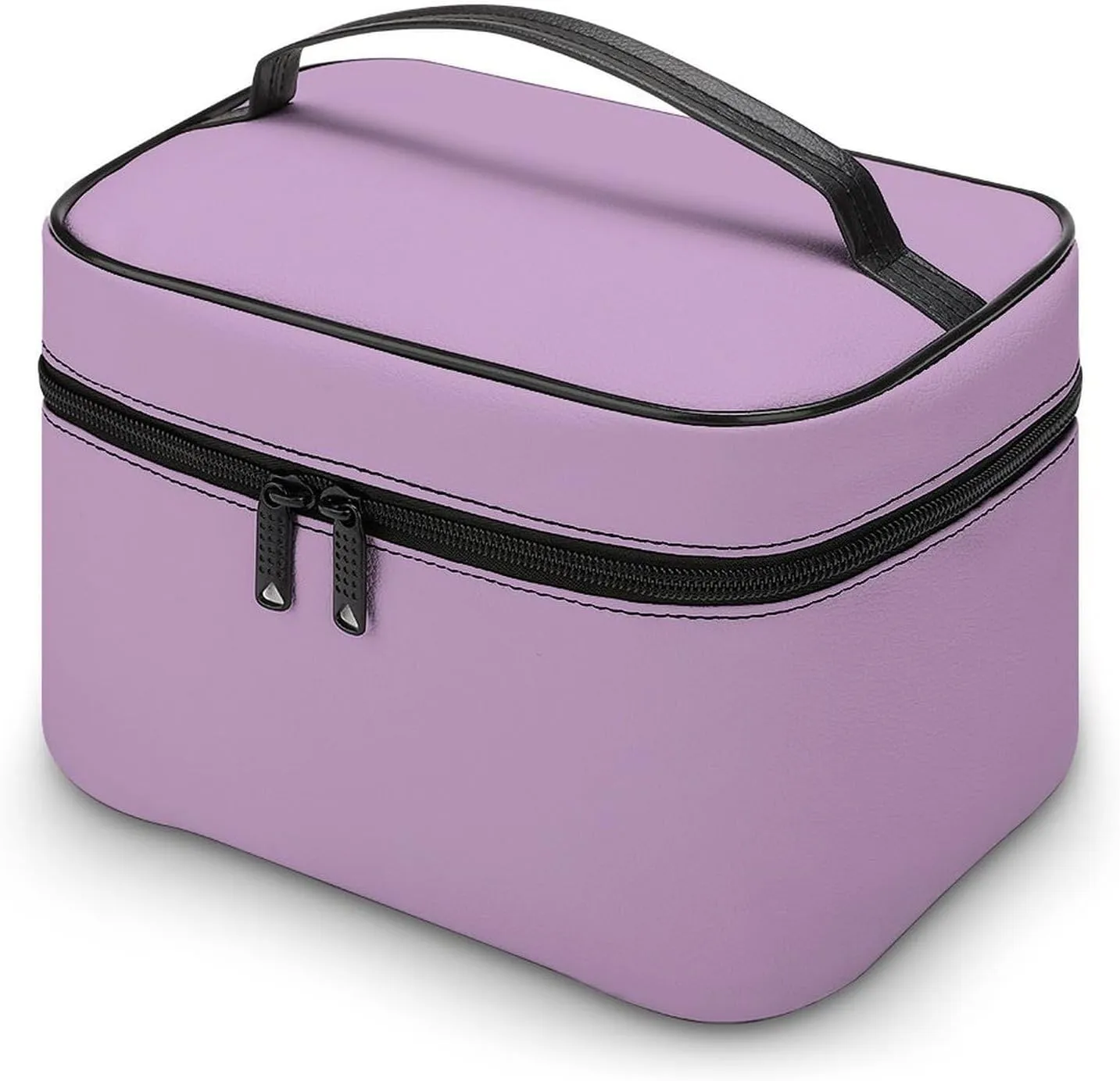 Leather Cosmetic Case, Purple Lilac Trend Color Portable Makeup Bag Organizer Large Capacity Travel Toiletry Bag with Zipper