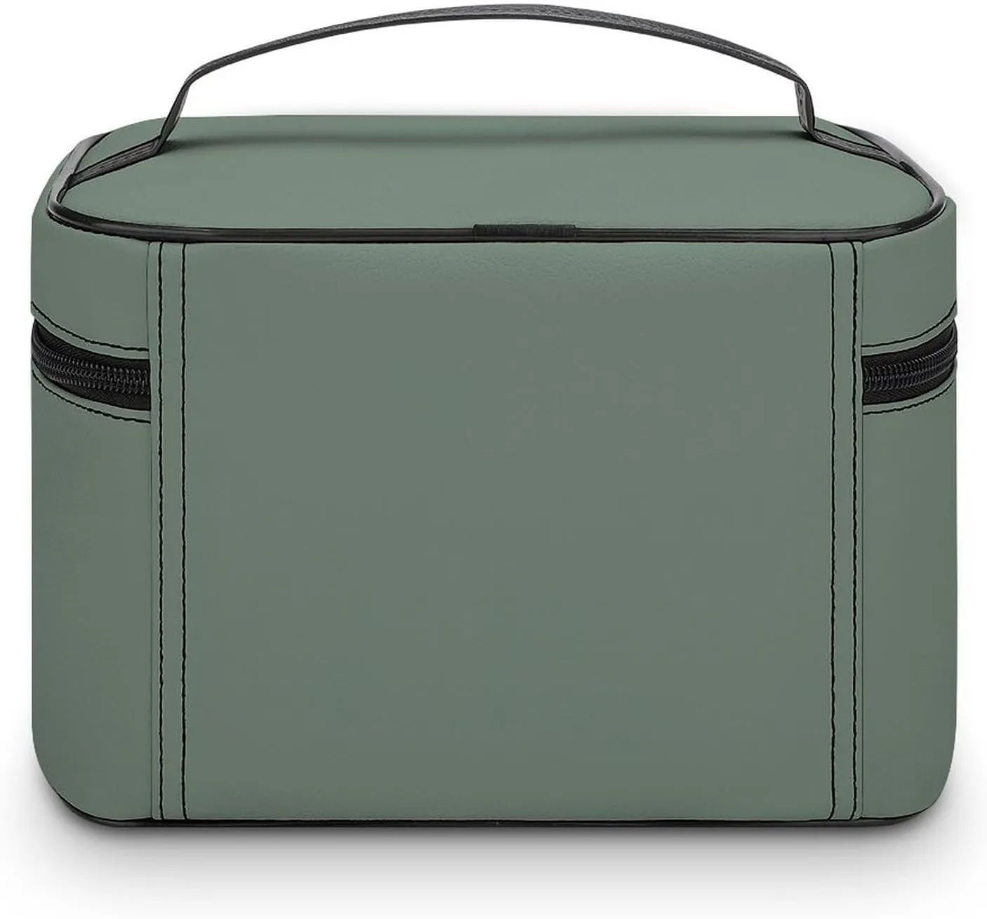 Leather Cosmetic Case, Sage Green Portable Makeup Bag Organizer Large Capacity Travel Toiletry Bag with Zipper