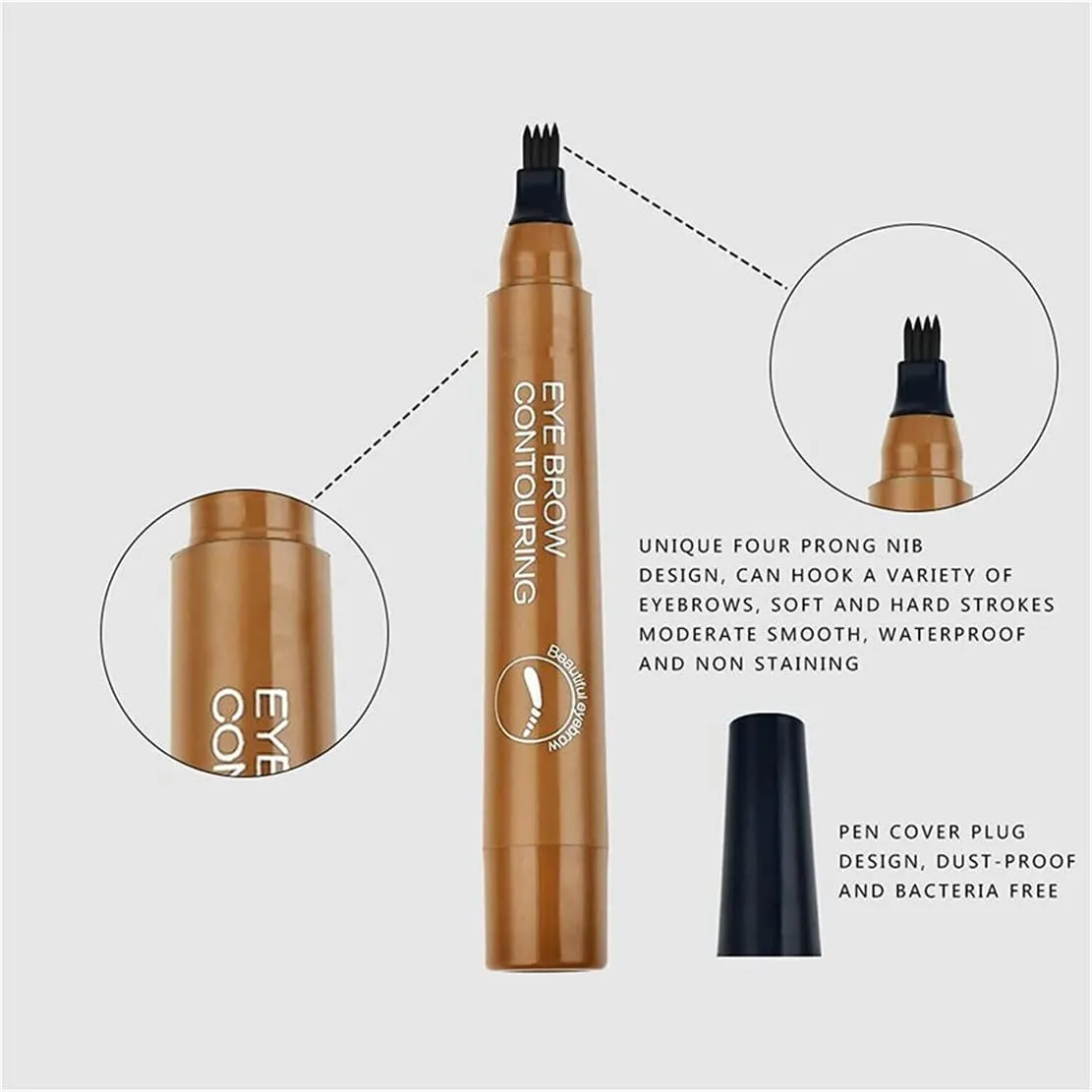 Lightsbetter Microblading Eyebrow Pencil, 3D Waterproof Microblading Eyebrow Pen 4 Fork Tip Tattoo Pencil (Dark brown)