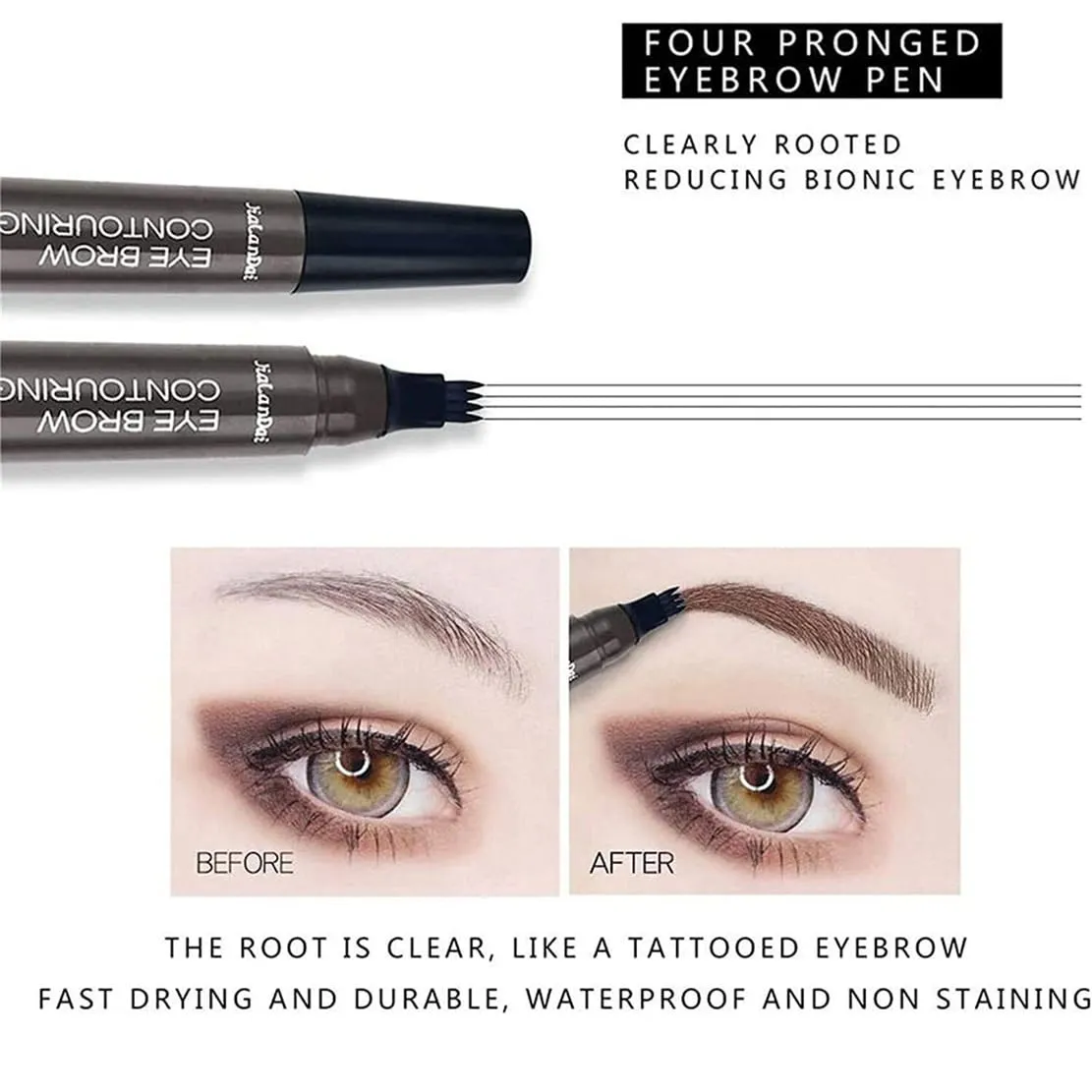 Lightsbetter Microblading Eyebrow Pencil, 3D Waterproof Microblading Eyebrow Pen 4 Fork Tip Tattoo Pencil (Dark brown)