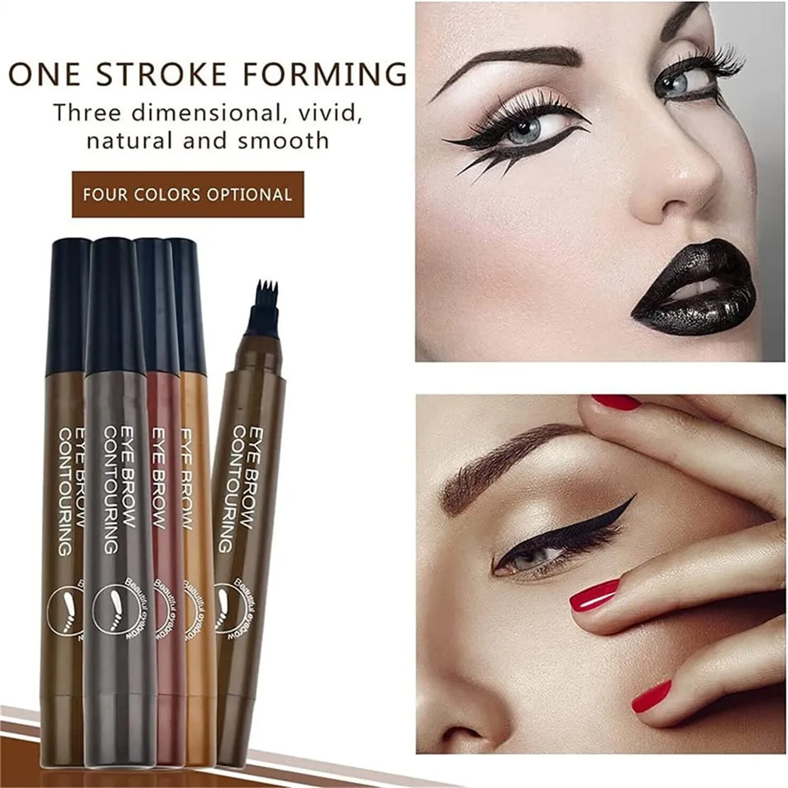 Lightsbetter Microblading Eyebrow Pencil, 3D Waterproof Microblading Eyebrow Pen 4 Fork Tip Tattoo Pencil (Dark brown)
