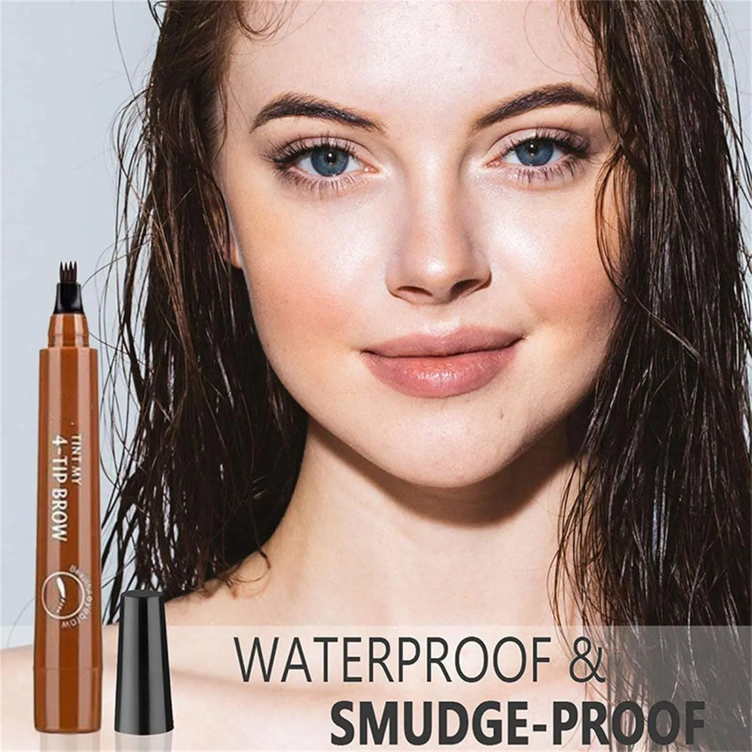 Lightsbetter Waterproof Brow Pen, Lightbetter Eyebrow Pen, Microblading Eyebrow Pencil Lightsbetter, Natural Eyebrow Pen Lightsbetter, Microblading Eyebrow Pen 4 Fork Tip Tattoo Pencil (Dark brown)