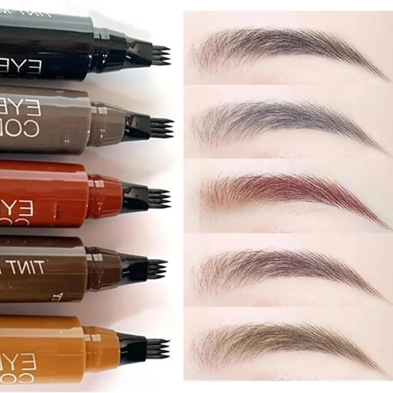 Lightsbetter Waterproof Brow Pen, Lightbetter Eyebrow Pen, Microblading Eyebrow Pencil Lightsbetter, Natural Eyebrow Pen Lightsbetter, Microblading Eyebrow Pen 4 Fork Tip Tattoo Pencil (Dark brown)