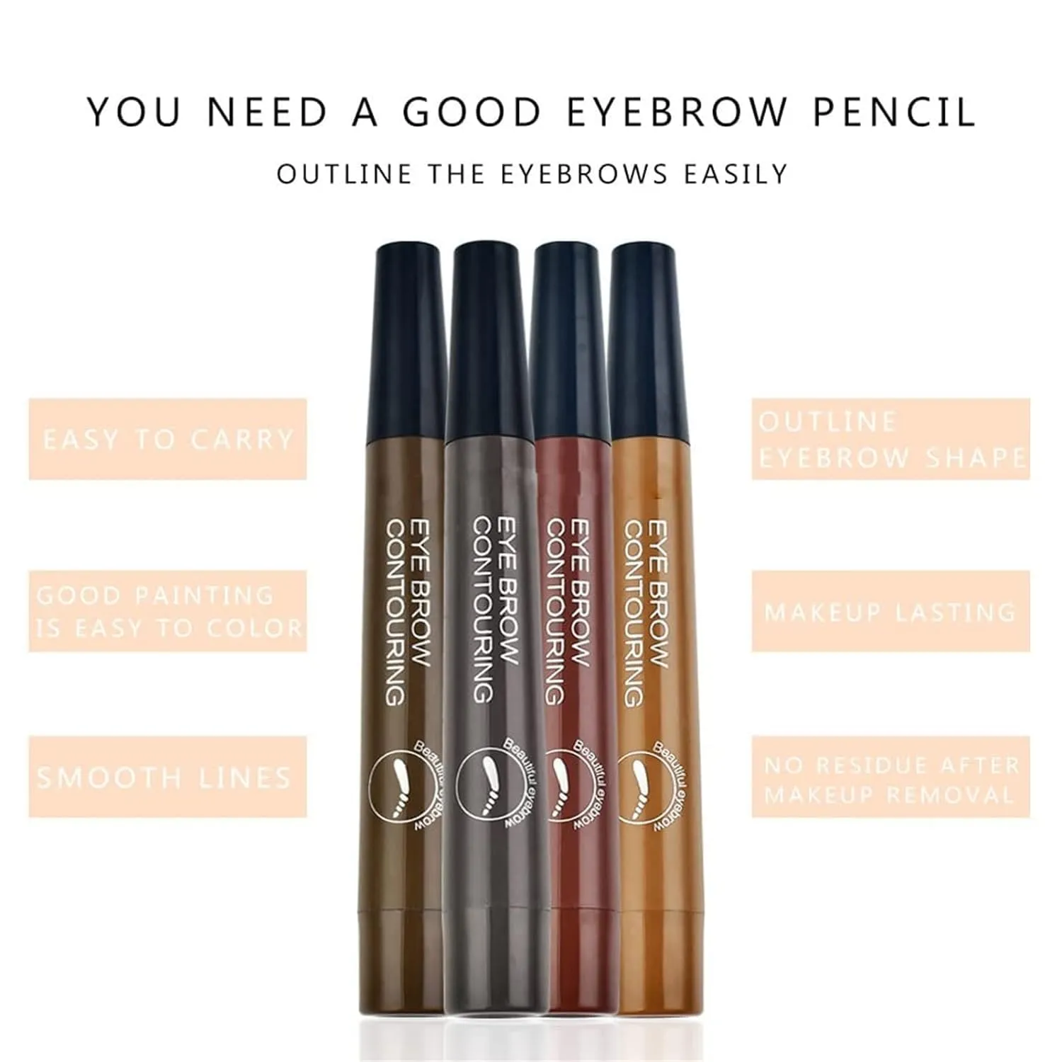 Lightsbetter Waterproof Brow Pen, Lightbetter Eyebrow Pen, Microblading Eyebrow Pencil Lightsbetter, Natural Eyebrow Pen Lightsbetter, Microblading Eyebrow Pen 4 Fork Tip Tattoo Pencil (Dark brown)