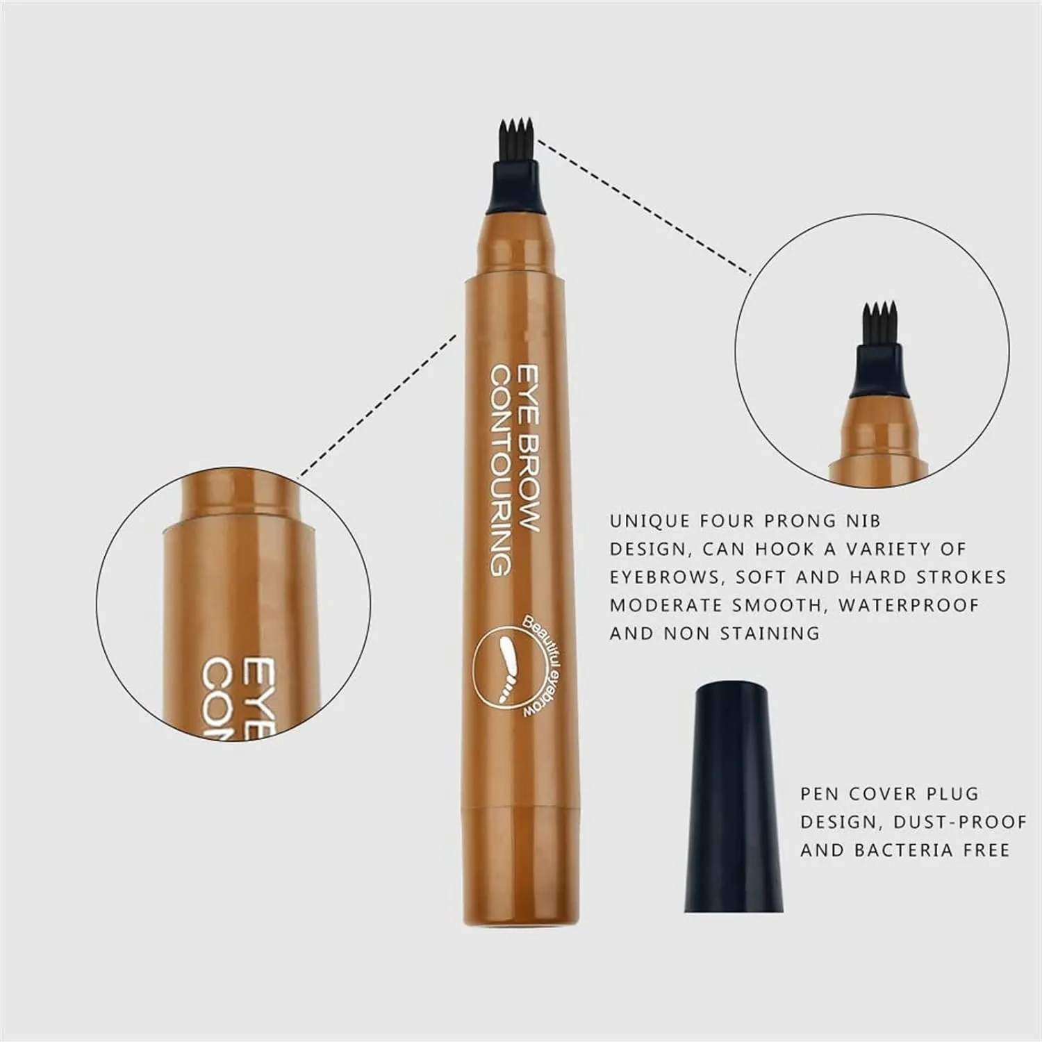 Lightsbetter Waterproof Brow Pen, Lightbetter Eyebrow Pen, Microblading Eyebrow Pencil Lightsbetter, Natural Eyebrow Pen Lightsbetter, Microblading Eyebrow Pen 4 Fork Tip Tattoo Pencil (Dark brown)