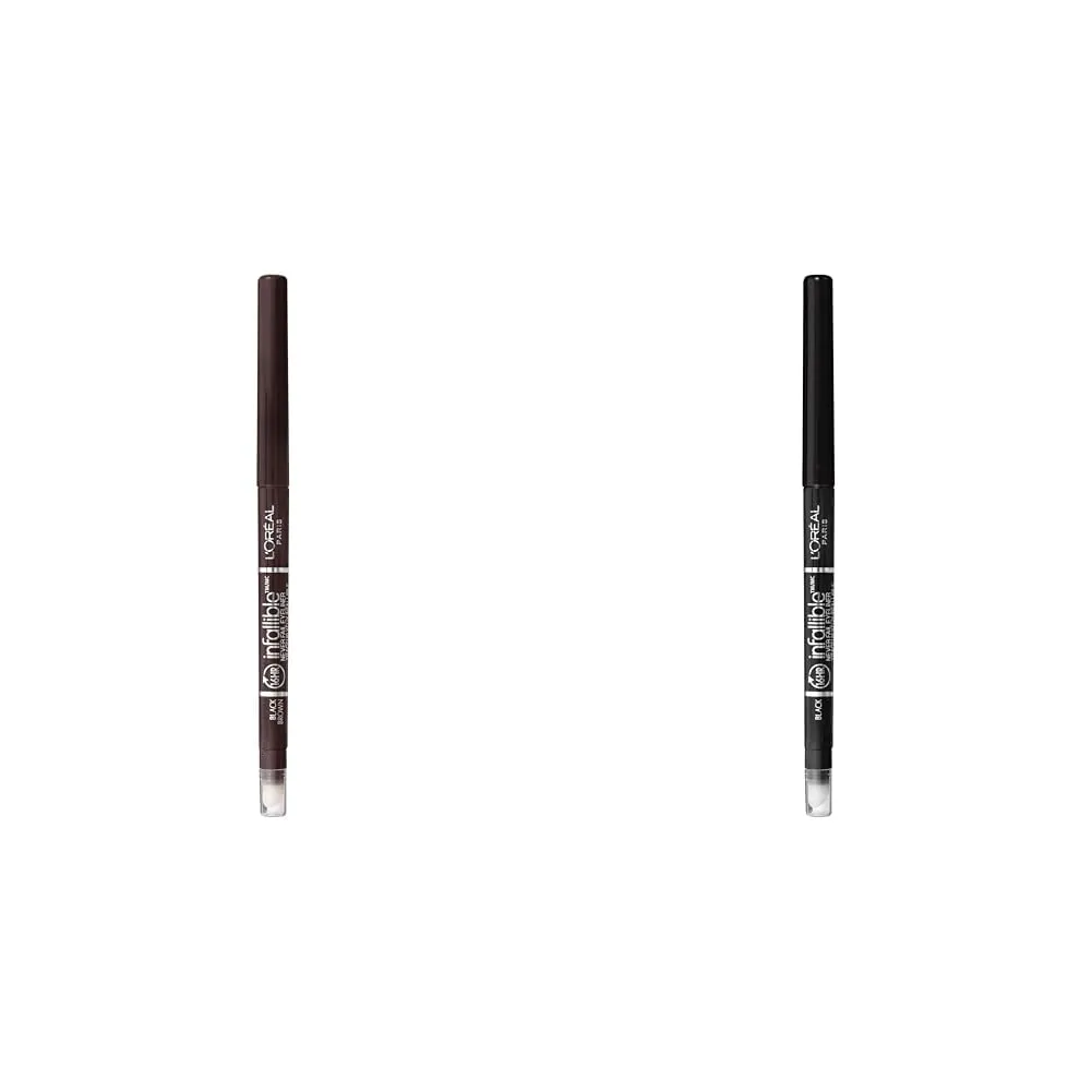 L'Oreal Paris Infallible Never Fail Mechanical Pencil Eyeliner with Built in Sharpener, Black Brown & Black, 1 Count Each