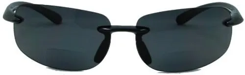 Lovin Mawi Bifocal Wrap Around Sunglasses, Polarized Reading Glasses Reduce Sun Glare, Near Invisible Line Lens, Black, 1.25x
