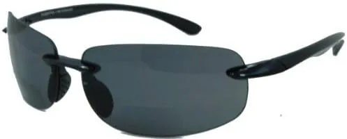 Lovin Mawi Bifocal Wrap Around Sunglasses, Polarized Reading Glasses Reduce Sun Glare, Near Invisible Line Lens, Black, 1.25x