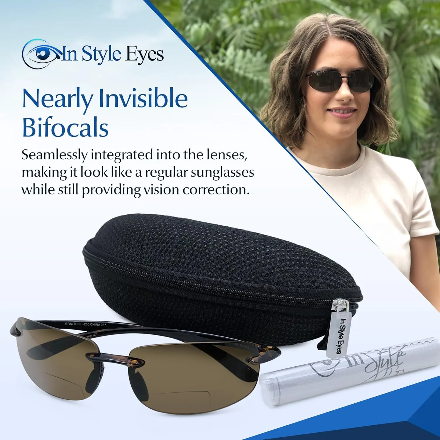 Lovin Mawi Bifocal Wrap Around Sunglasses, Polarized Reading Glasses Reduce Sun Glare, Near Invisible Line Lens, Premium Black, 2.0x
