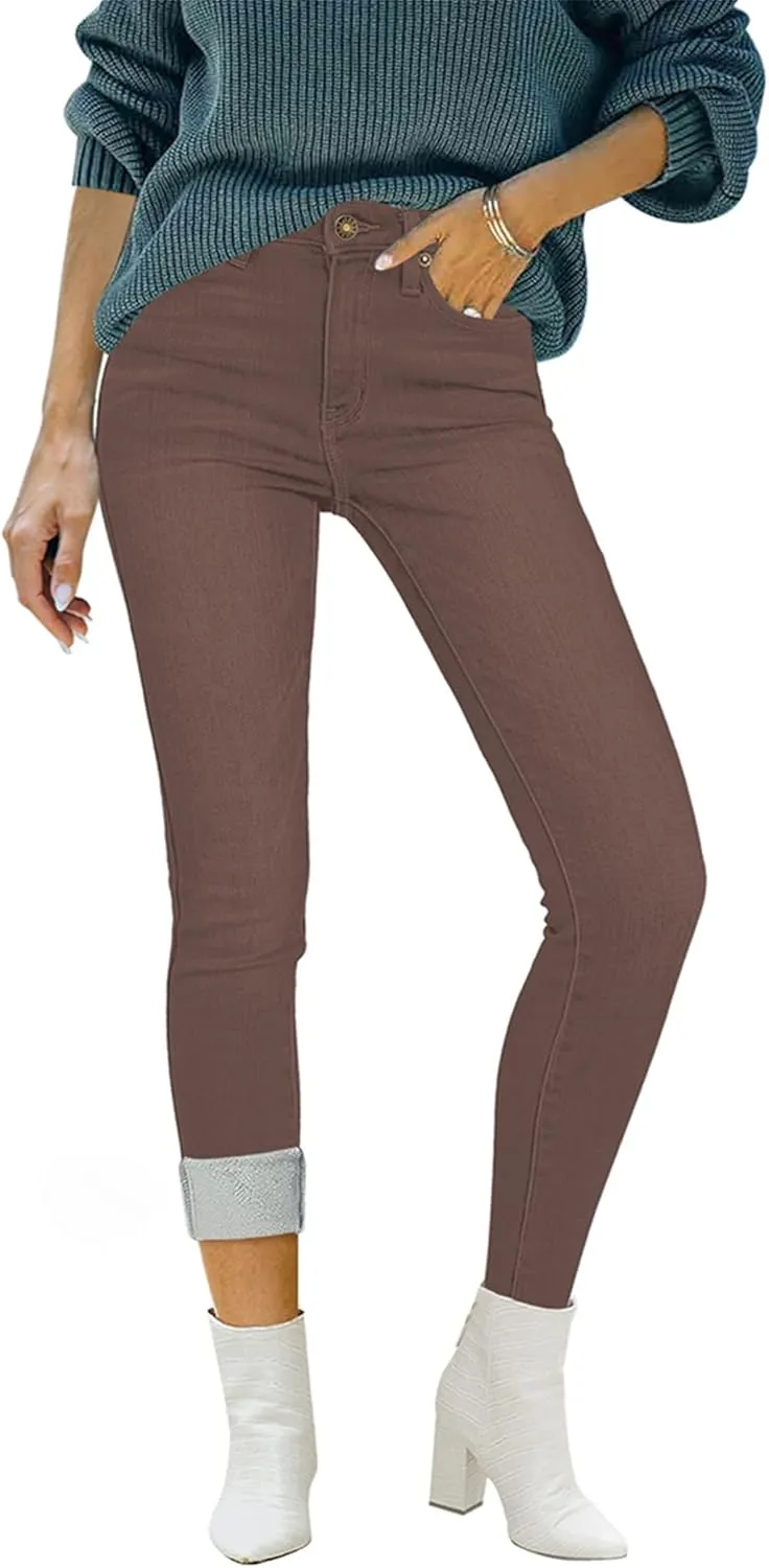 luvamia Women's Fleece Lined Jeans Winter Thermal Denim Jeggings Skinny High Waisted Stretch Warm Leggings