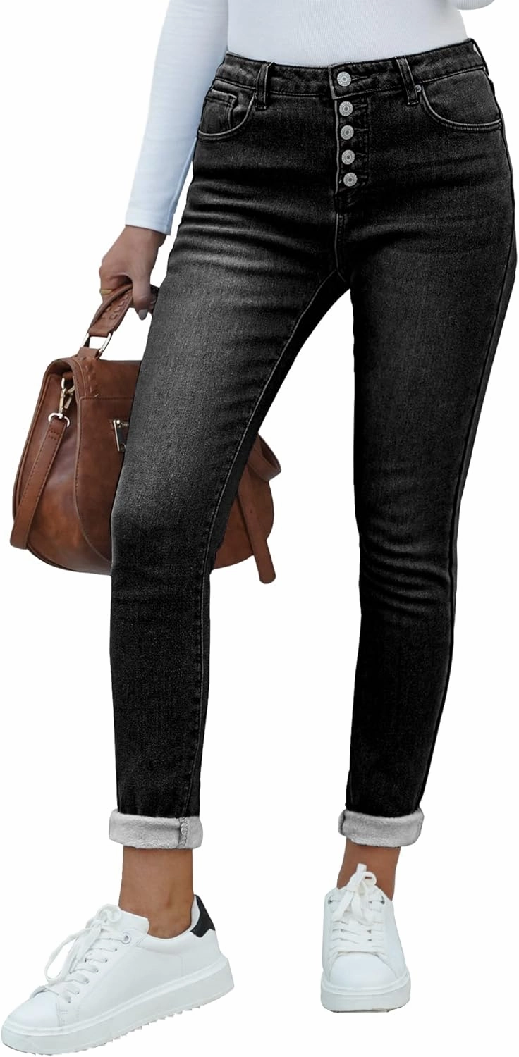 luvamia Women's Fleece Lined Jeans Winter Thermal Denim Jeggings Skinny High Waisted Stretch Warm Leggings