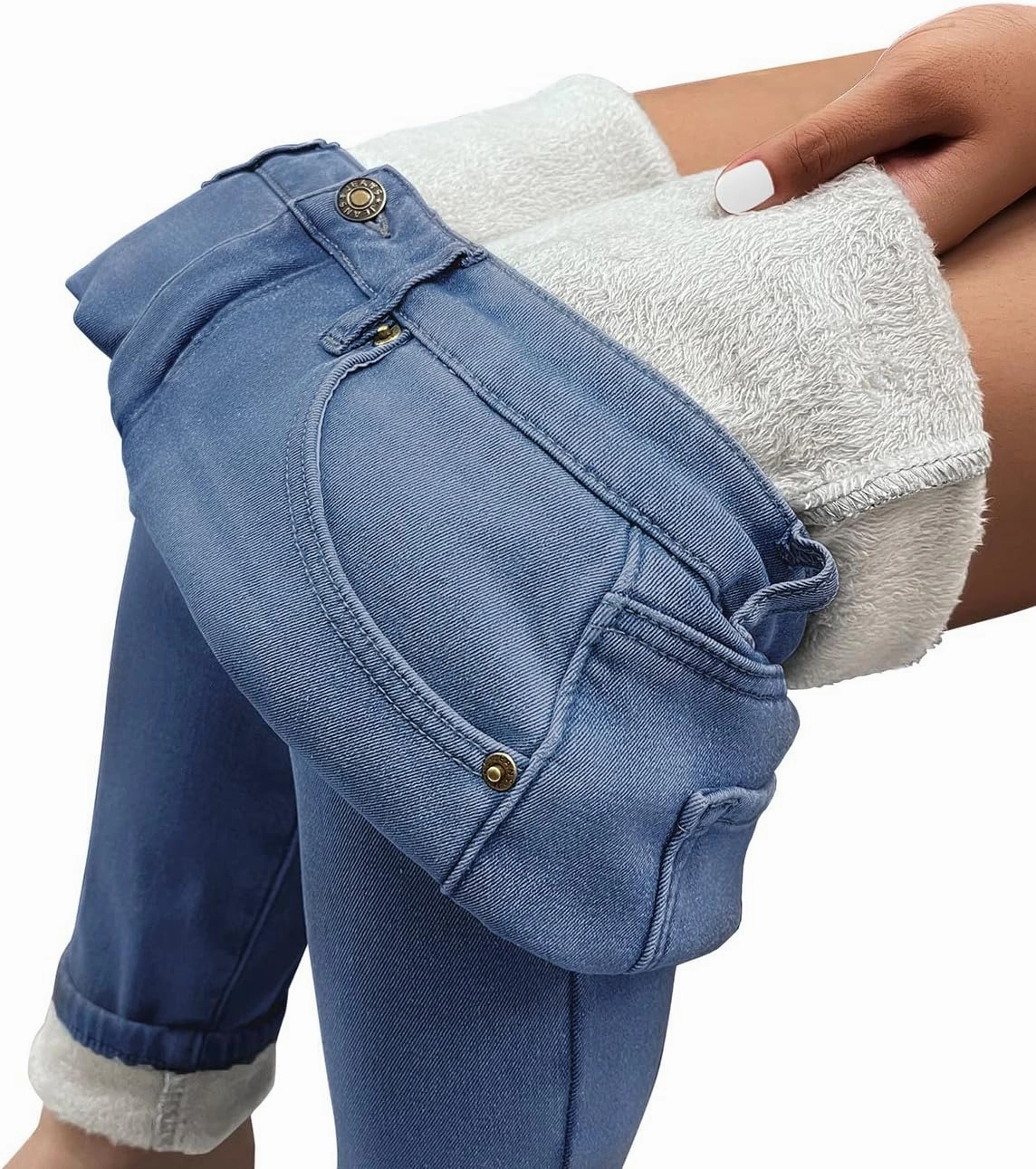 luvamia Women's Fleece Lined Jeans Winter Thermal Denim Jeggings Skinny High Waisted Stretch Warm Leggings