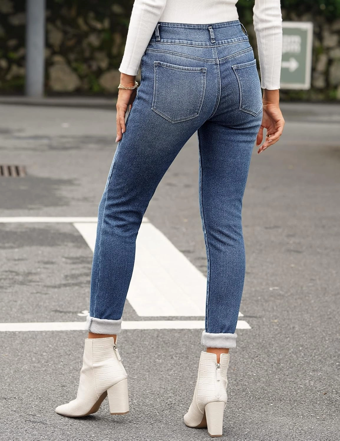 luvamia Women's Fleece Lined Jeans Winter Thermal Denim Jeggings Skinny High Waisted Stretch Warm Leggings