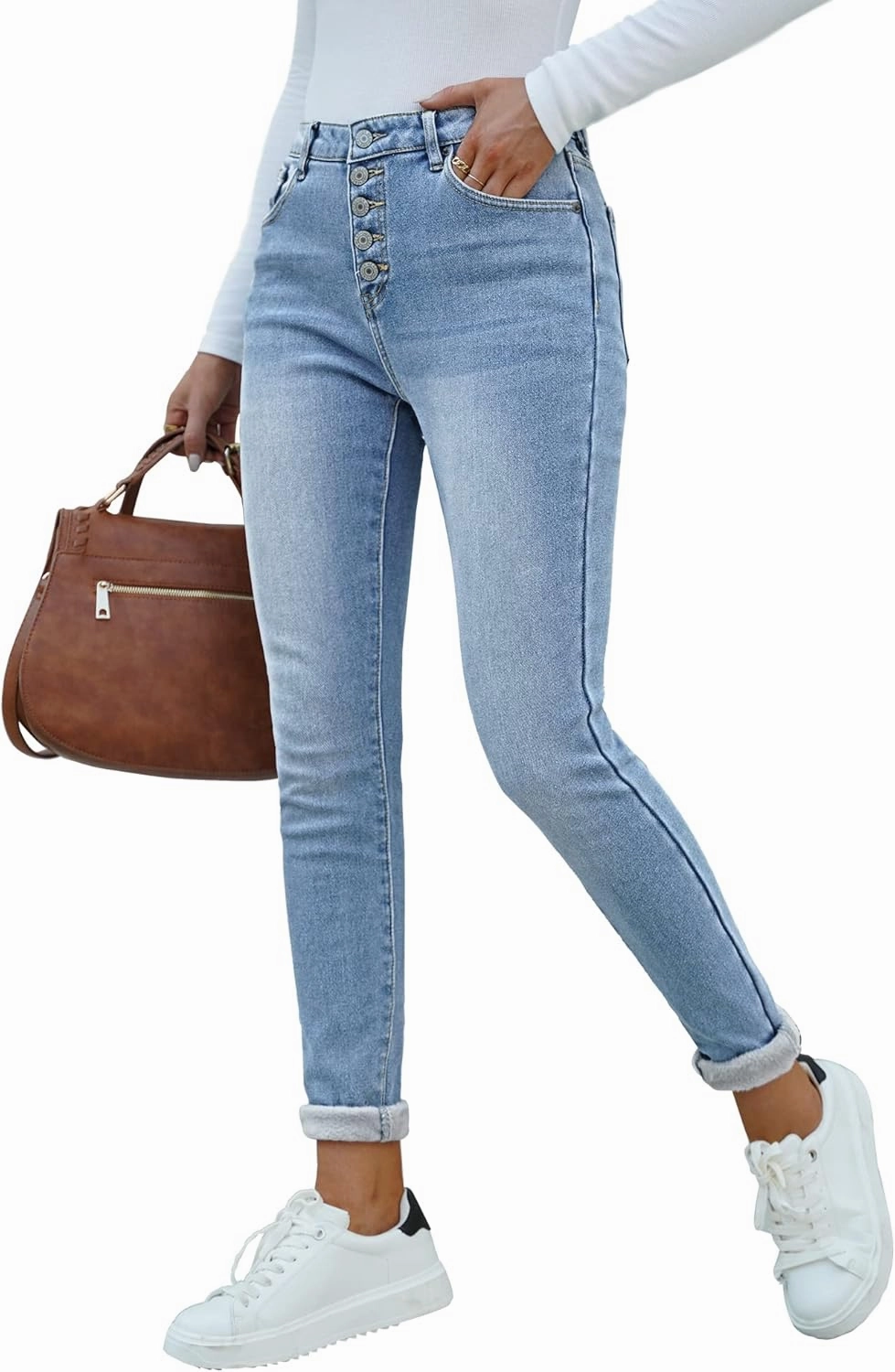 luvamia Women's Fleece Lined Jeans Winter Thermal Denim Jeggings Skinny High Waisted Stretch Warm Leggings
