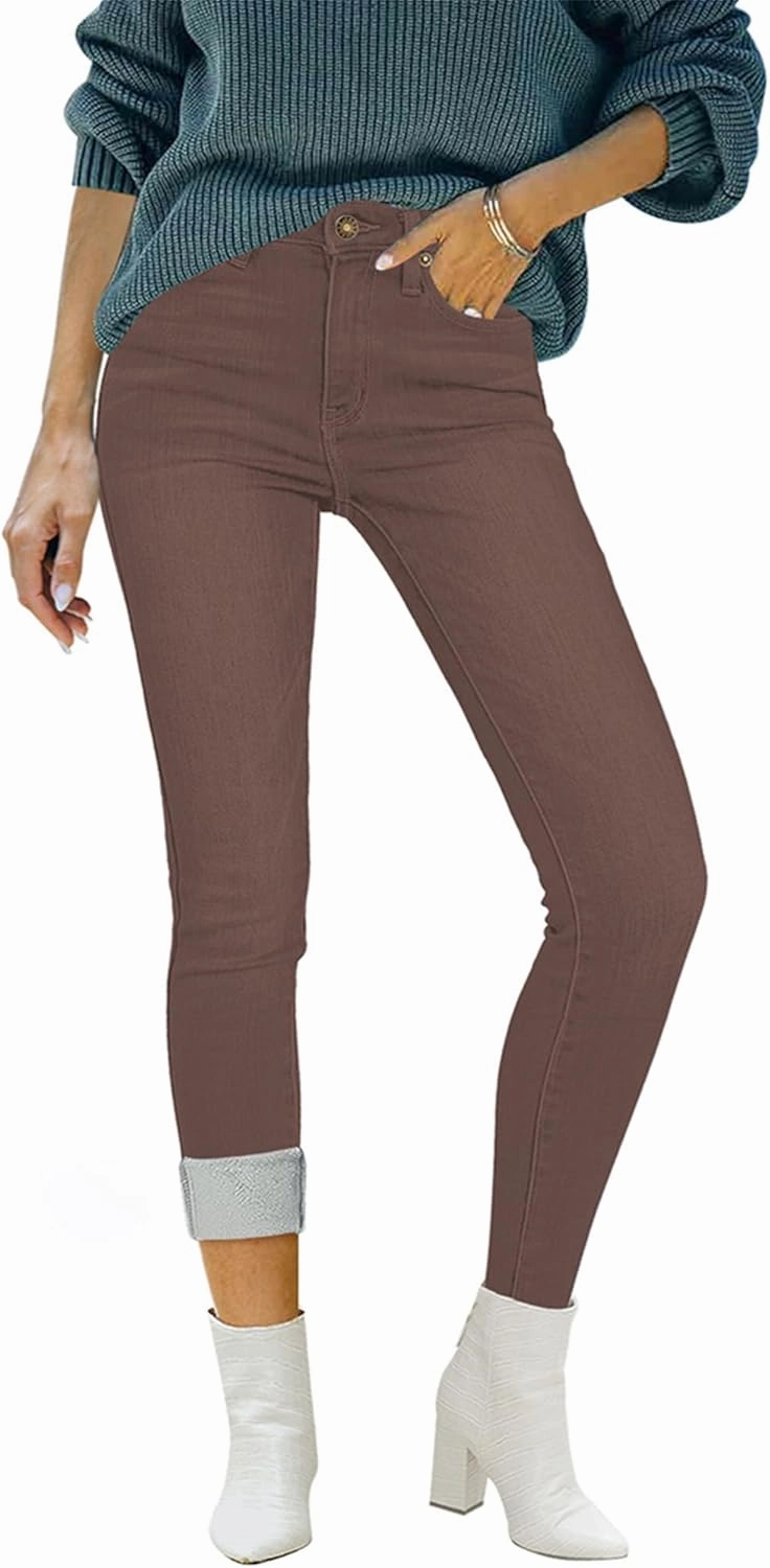 luvamia Women's Fleece Lined Jeans Winter Thermal Denim Jeggings Skinny High Waisted Stretch Warm Leggings