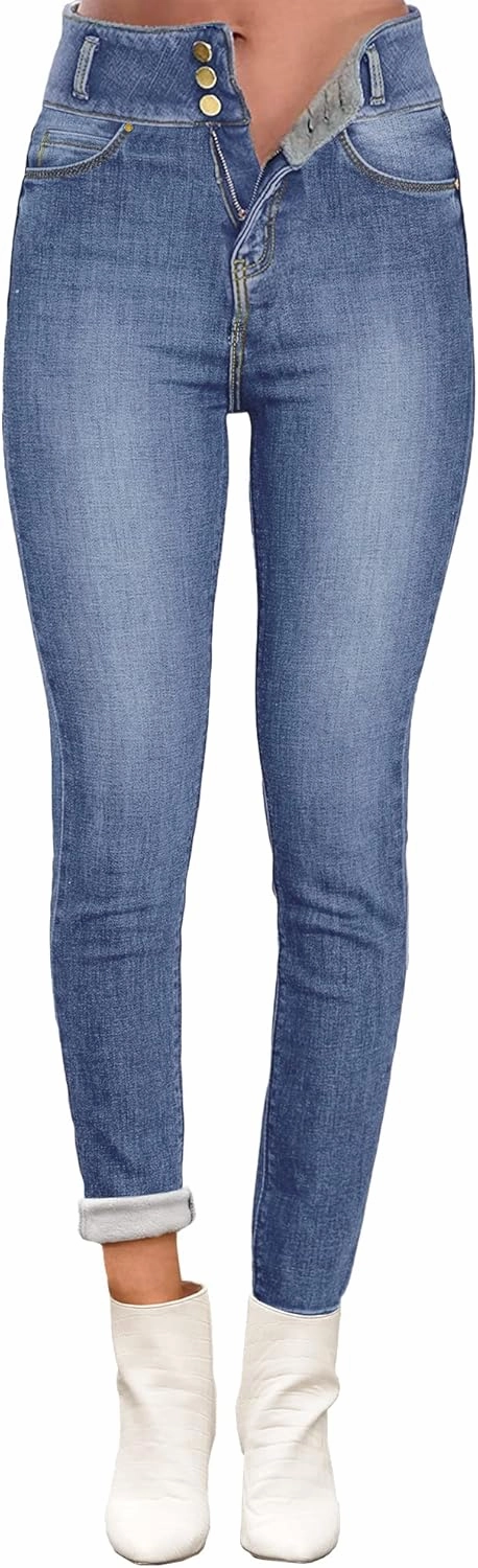 luvamia Women's Fleece Lined Jeans Winter Thermal Denim Jeggings Skinny High Waisted Stretch Warm Leggings