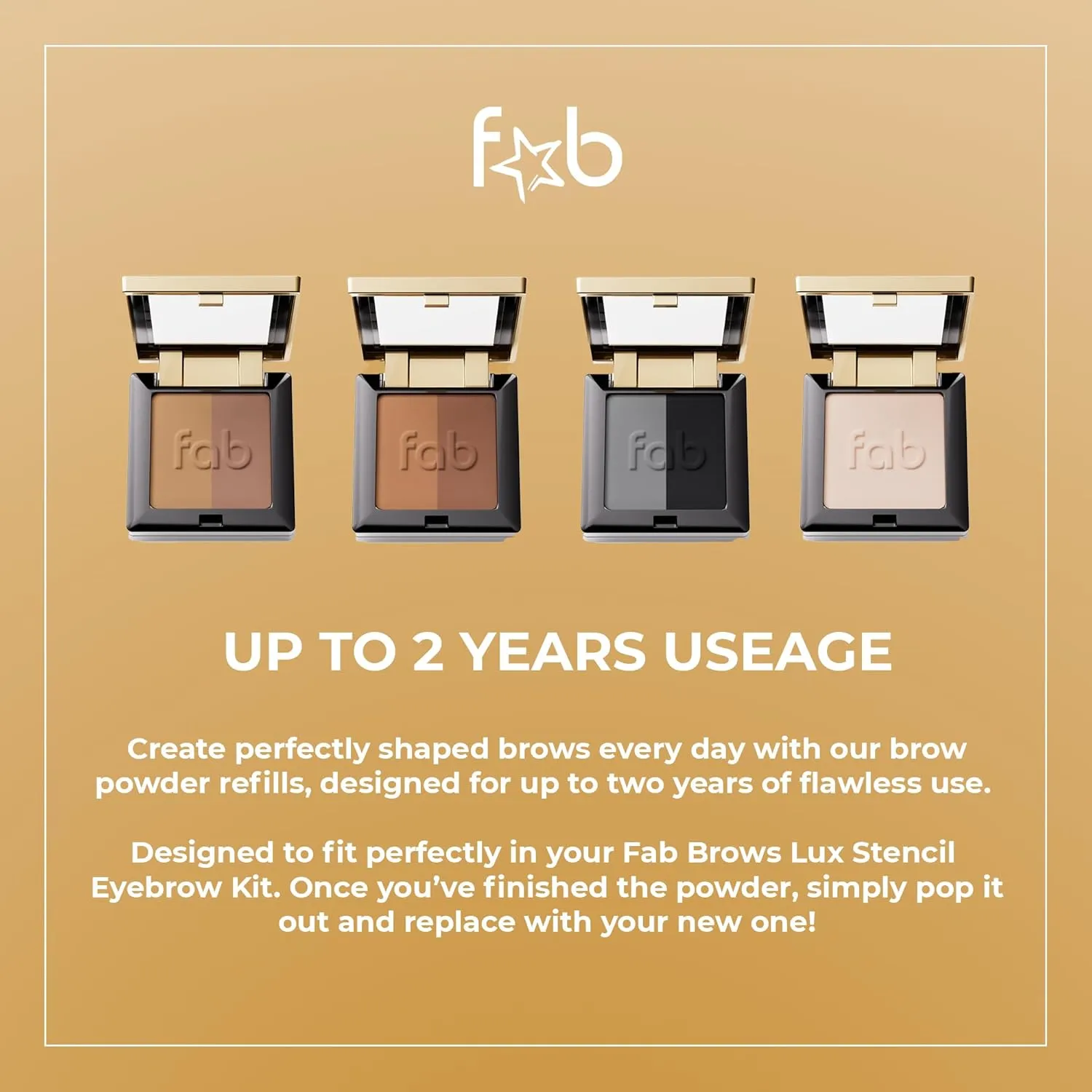 Lux Eyebrow Kit Refill Powder - Soft and Natural Eyebrow Definition for Dark Brown/Chocolate Brows On-The-Go
