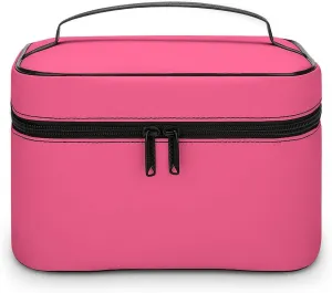 Makeup Bag, Modern Bright Pink Travel Cosmetic Bag Makeup Organizer Case Large Capacity Portable Zipper Toiletry Bag for Women