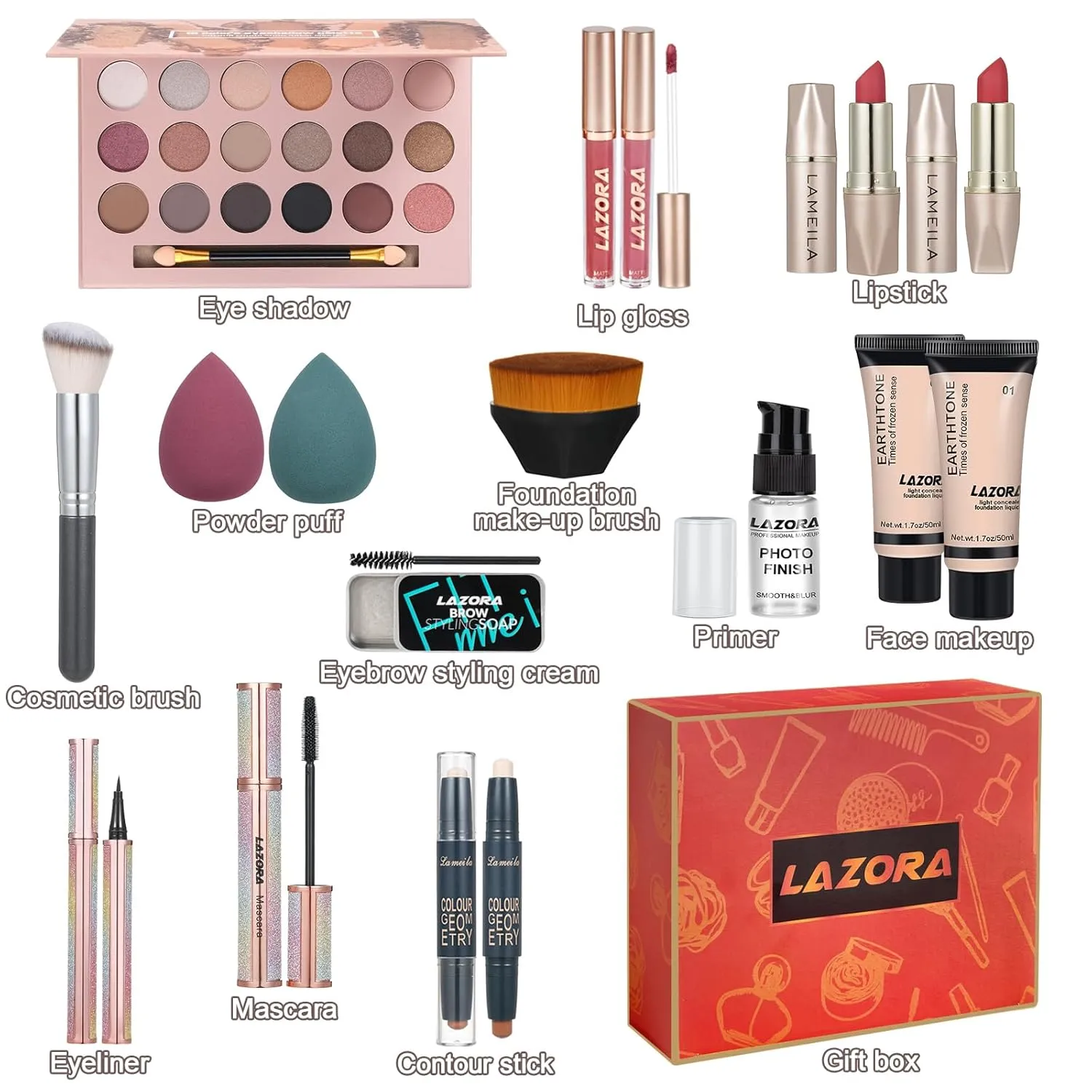 Makeup Kit for Women Full Kit Makeup Sets for teens Makeup Gift Set for Women Girls All in One Makeup Kit Include 18 Color Eyeshadow Palette Foundation & Face Gift Set
