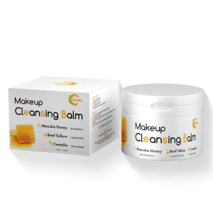 Manuka Honey & Centella Asiatica Makeup Remover Balm, Soothing Cleansing Balm with Beef Tallow for Dry, Sensitive Skin, Deep Cleanse & Moisturize, 3.53 Oz Organic Skincare