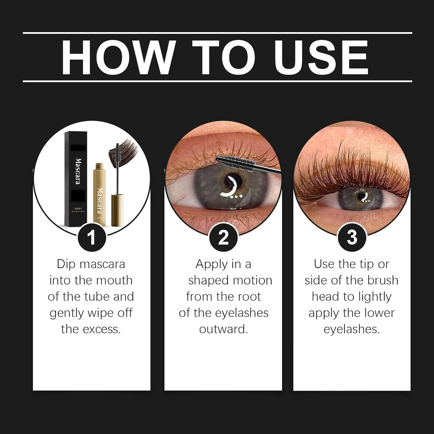 Mascara for Women, Mascara for Older Women, Waterproof & Sweatproof Long Lasting (Brown,1pcs)