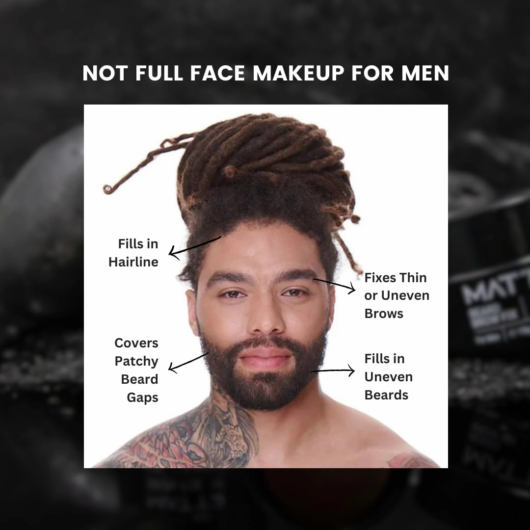 MATTR Beard Filler - Luxury - Grey Hair Coverage, Hair Filler and Growth Promoting for Patchy Beards, For Beards & Brows - Vegan Makeup - Perfect for Gym Bag or Travel - 15g (Brown)