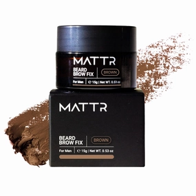 MATTR Beard Filler - Luxury - Grey Hair Coverage, Hair Filler and Growth Promoting for Patchy Beards, For Beards & Brows - Vegan Makeup - Perfect for Gym Bag or Travel - 15g (Brown)