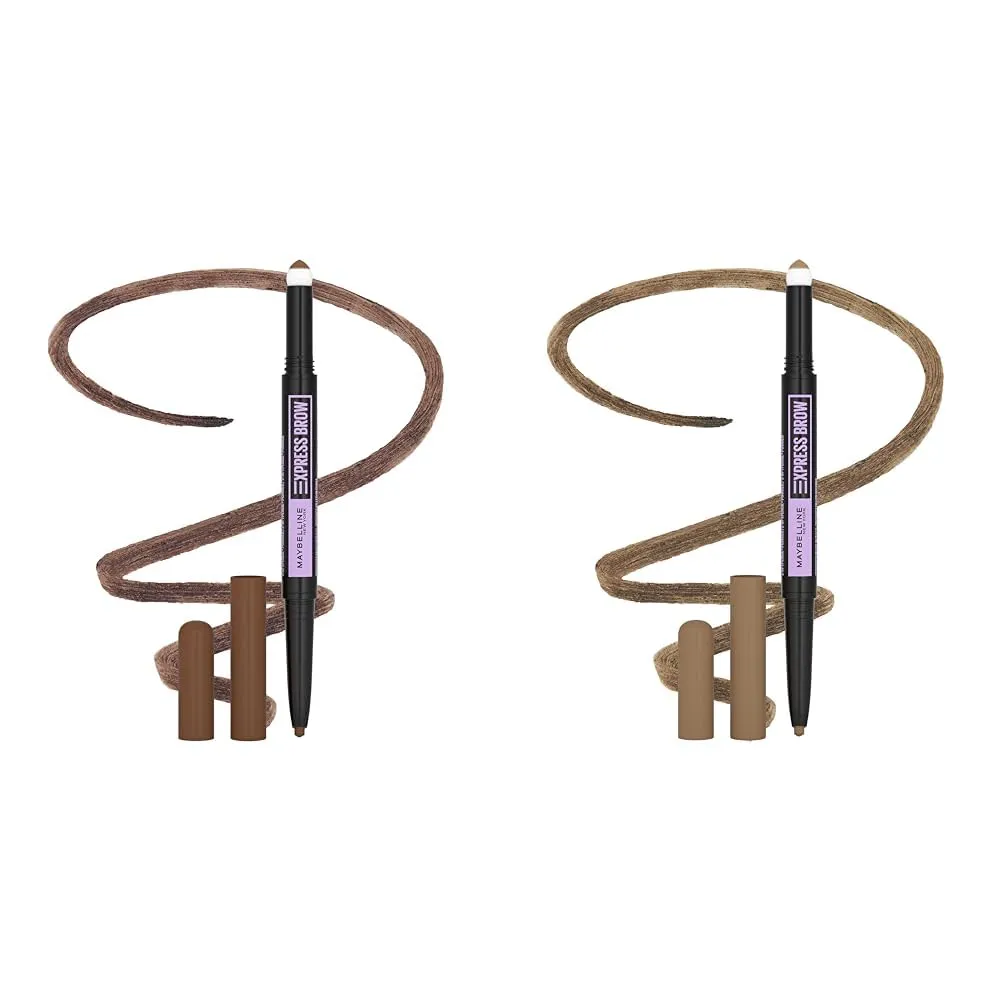 Maybelline Express Brow 2-In-1 Pencil and Powder Eyebrow Makeup, Soft Brown and Blonde, 1 Count Each