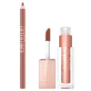 Maybelline Lifter Gloss and Lifter Liner Bundle, Lip Gloss and Lip Liner in Shades Stone and On It, Pack of 2