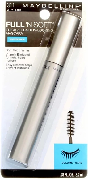 Maybelline Full 'N Soft Waterproof Mascara, Very Black [311], 0.28 oz (Pack of 18)
