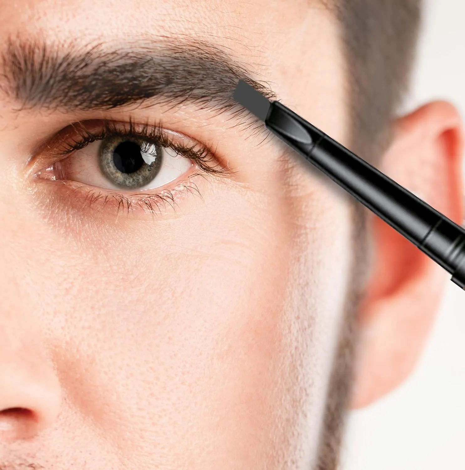Men's Brow Pencil - 2-in-1 Brow Brush & Lead Pencil - Shape, Define & Fill In Eyebrows - Ultra-Thin - Long-Lasting Color - Vegan - Gray
