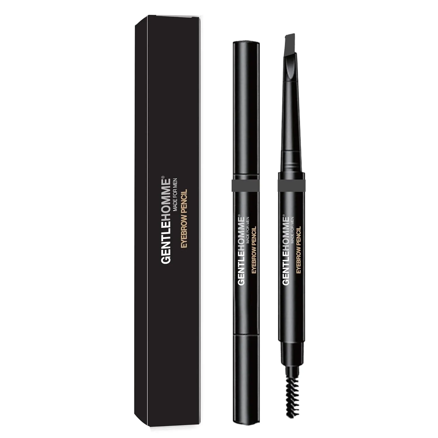 Men's Brow Pencil - 2-in-1 Brow Brush & Lead Pencil - Shape, Define & Fill In Eyebrows - Ultra-Thin - Long-Lasting Color - Vegan - Gray
