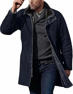Mens Western Cowboy Jacket Long Trench Coats Zip Up Stand Collar Jacket Winter Vintage Cowboy Peacoat Retro Tops