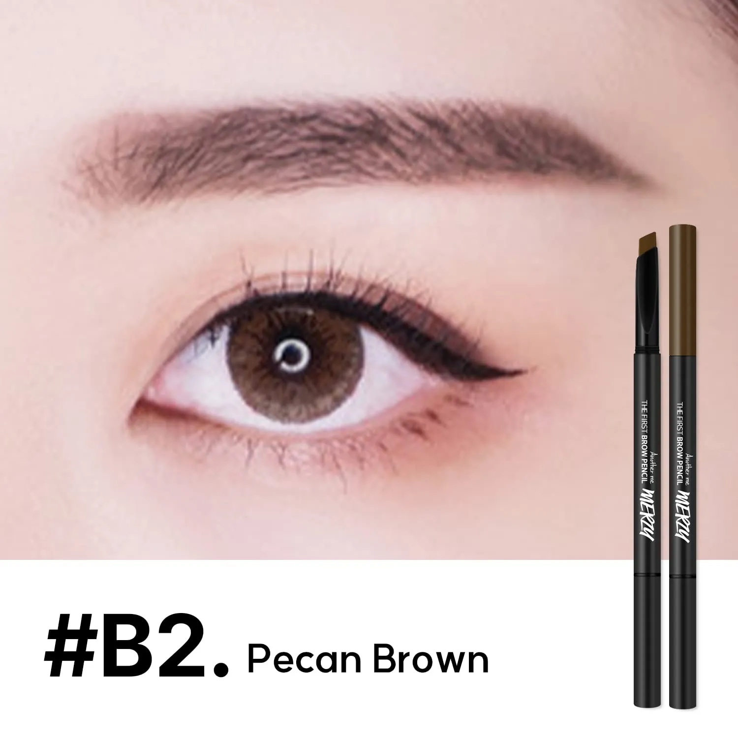 MERZY The First Waterproof Brow Pencil – Long-Lasting Brow Definer with Triangular Tip – Natural Finish & Smudge-Resistant Color | #B3 ALMOND BROWN, 0.01 Fl Oz