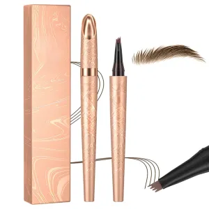 Microblading Eyebrow Pen, 2024 New Waterproof Microblading Eyebrow Pencil with 4 Tip Eye Brow Pen, Natural Eyebrow Makeup Fine Stroke Magic Eyebrow Pencil Stay on All Day (Dark Brown)