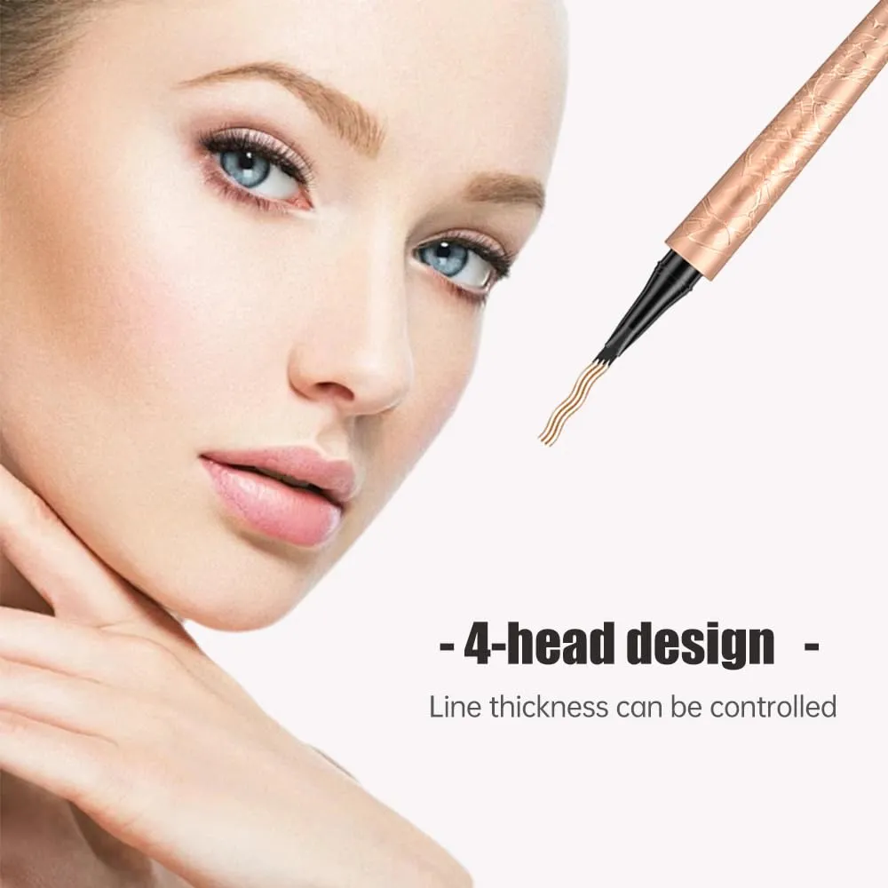 Microblading Eyebrow Pen, 2024 New Waterproof Microblading Eyebrow Pencil with 4 Tip Eye Brow Pen, Natural Eyebrow Makeup Fine Stroke Magic Eyebrow Pencil Stay on All Day (Dark Brown)