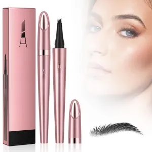 Microblading Eyebrow Pen Waterproof, 2025 New Microblading Eyebrow Pencil, 4-Tip Precise Eye Brow Pencils, Natural Eyebrow Makeup Fine Stroke Eyebrow Pencil Last All-Day (Black)