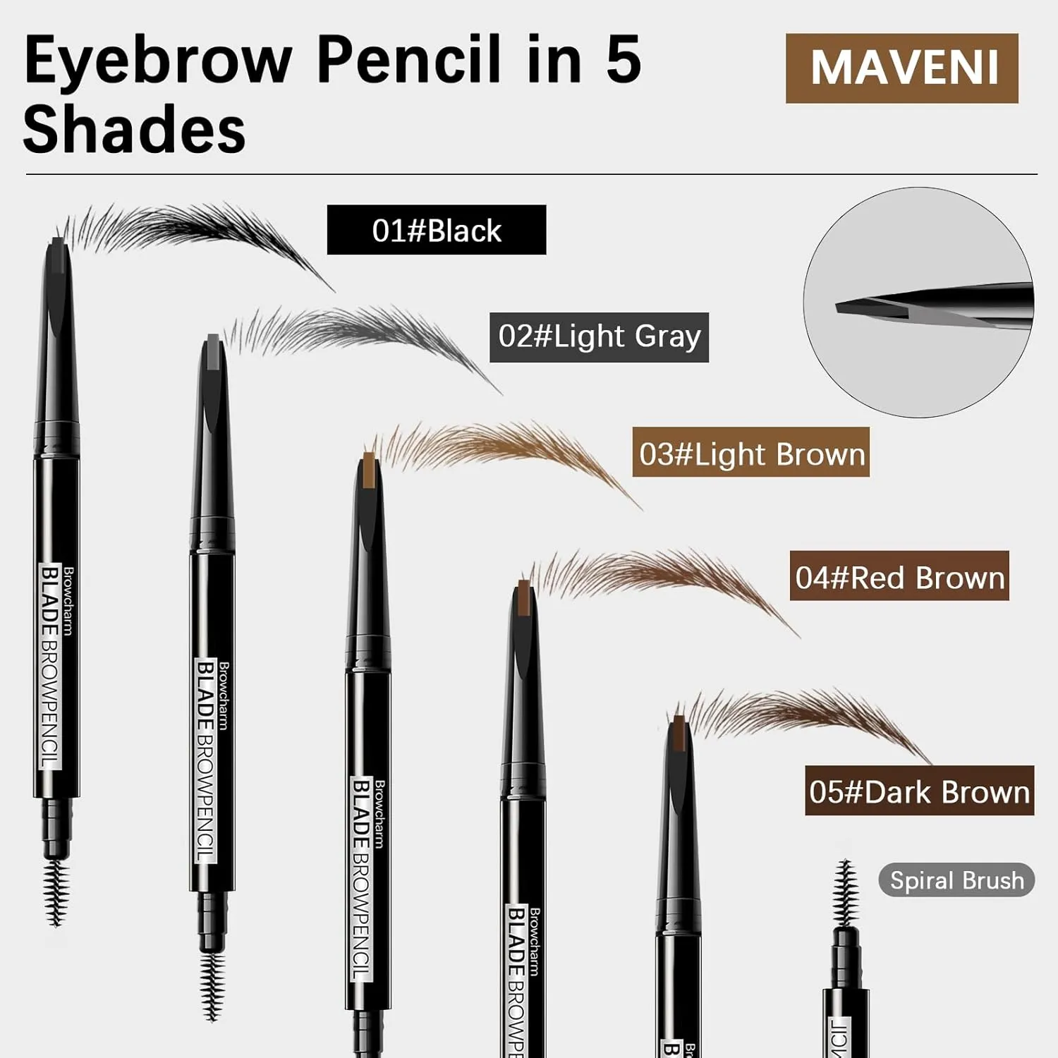 Microblading Eyebrow Pencil for Women,0.1mm Ultra-Fine Mechanical Pencil,Makeup Brow Definer Waterproof,Draws Tiny Brow Hairs and Fills in Sparse Areas and Gaps 02 Light Grey,1 Count Pack of 1