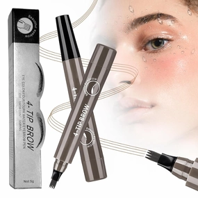 Microblading Eyebrow Pencil, 4 Tip Eye Brow Pen 3D Magic Eyebrow Tattoo Pencils, Long-Lasting Fine Stroke Microblade Eyebrow Pencil for Makeup Last All Day (Grey)