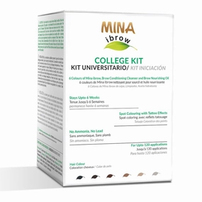 MINA ibrow College Kit (Black, Dark Brown, Medium Brown, Light Brown, Blonde and Ash Blonde, 1 Brow Nourishing Oil (10ml) and 1 Brow Conditioning Cleanser (30ml)