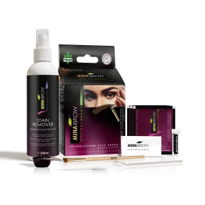 MinaiBrow Tint Kit Dark Brow | Natural Spot Coloring Brow Tinting Powder with Stain remover, Softly Removes Color from Skin - Smudge Proof Tint