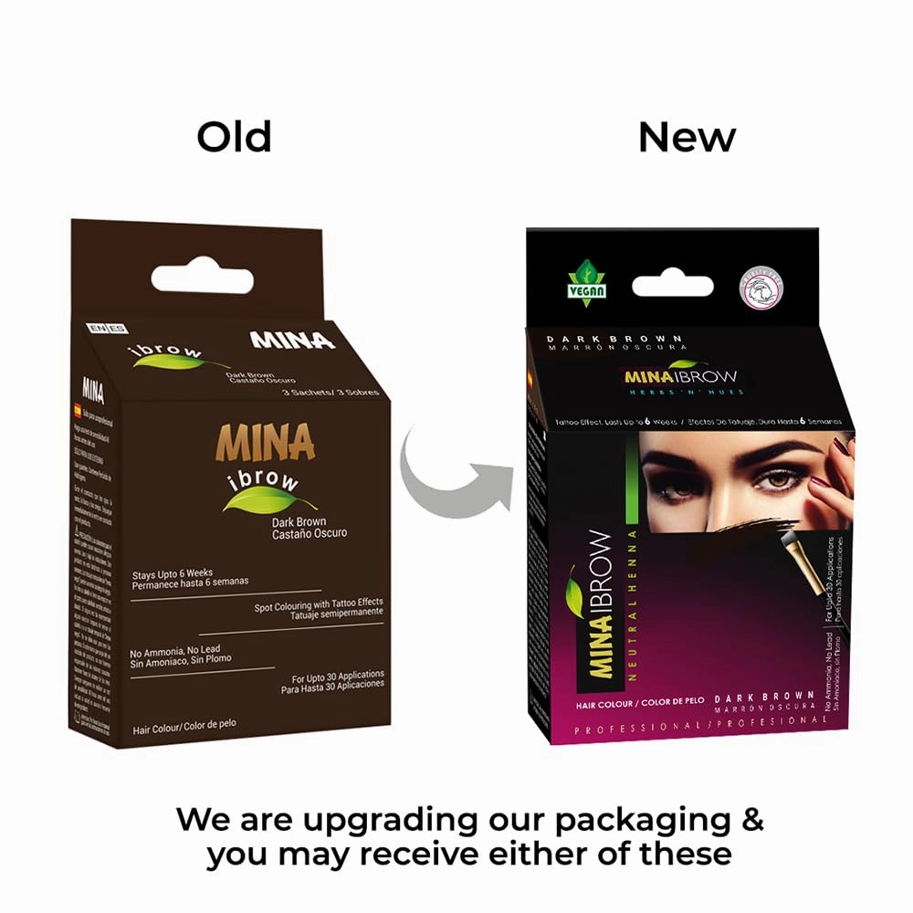 MinaiBrow Dark Brown Brow Tinting Kit | Natural Spot Coloring Powder with Nourishing Oil, Water & Smudge Proof, Instant Gray Coverage