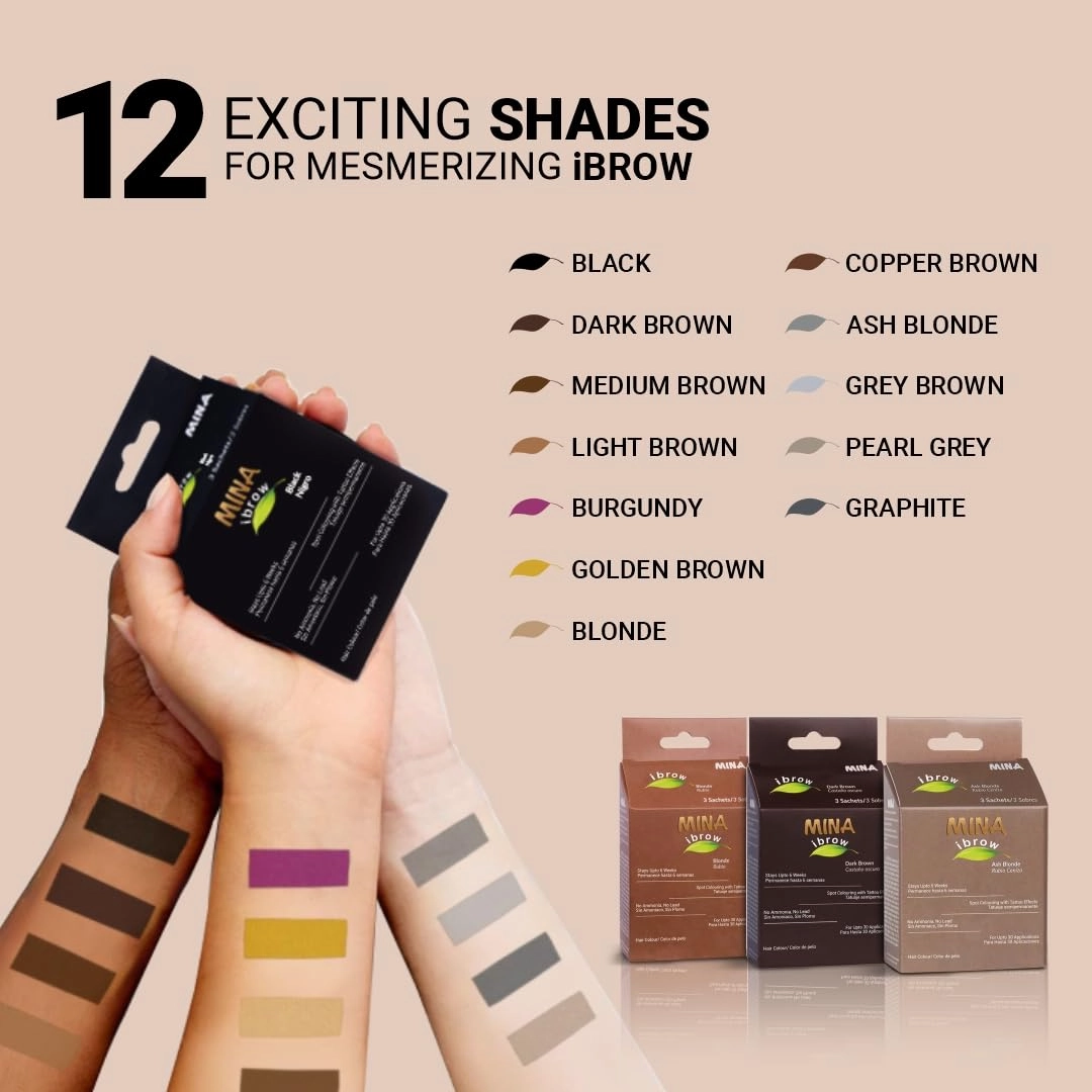 MinaiBrow Tint Kit Light Brown | Natural Spot Coloring Brow Powder with Brush for Tinting | Water & Smudge Proof Instant Brow Dye, 100% Gray Converge, Ammonia Free